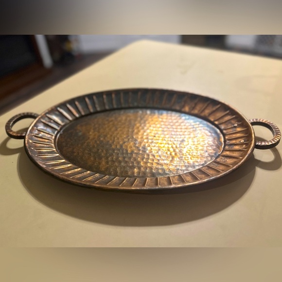 Vintage Old Dutch Int'l Hammered Copper Serving Tray - Picture 1 of 8